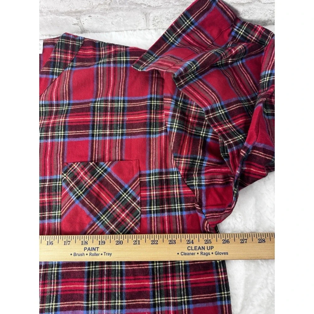 Vermont Country Store Size L Soft Cotton Flannel Nightgown Night Shirt Red Plaid